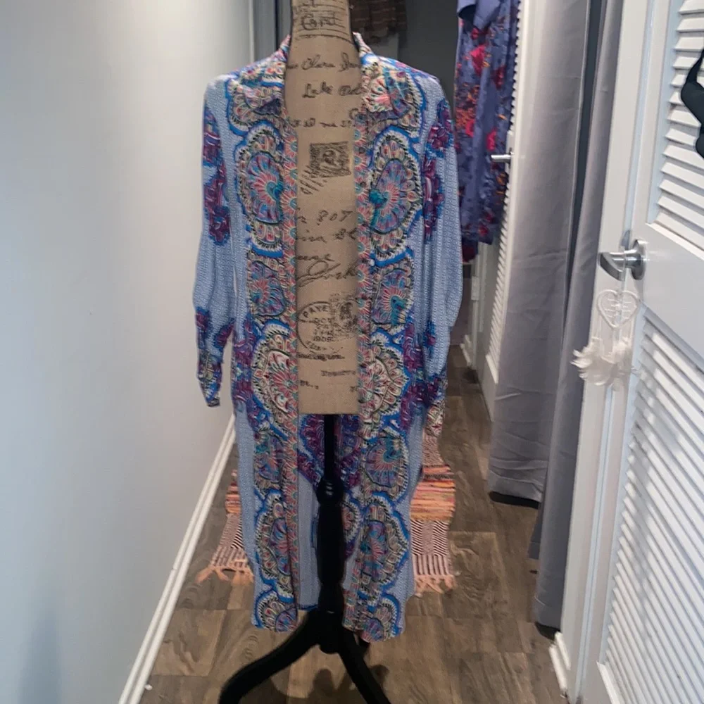 Multicolored boho collared duster - Picture 2 of 6